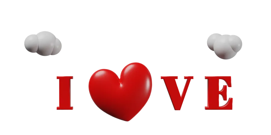 Love Word With Heart  3D Icon