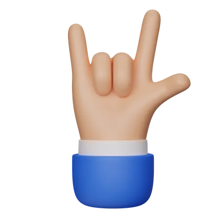 Love You Gesture In A Blue Jacket With A White Cuff 3D Illustration
