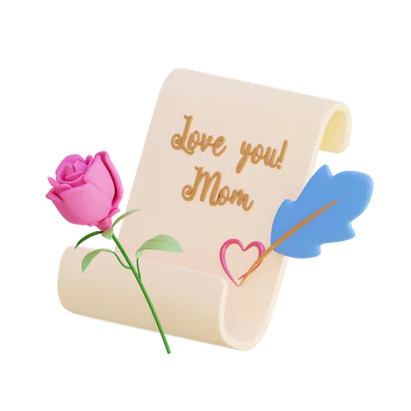 Love You Mom Letter  3D Icon
