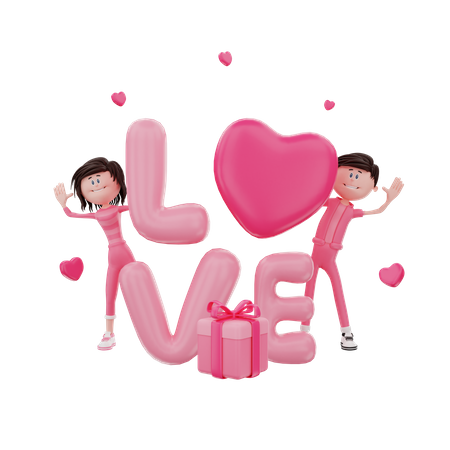 Lovely Couple  3D Illustration