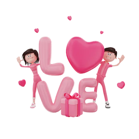 Lovely Couple  3D Illustration