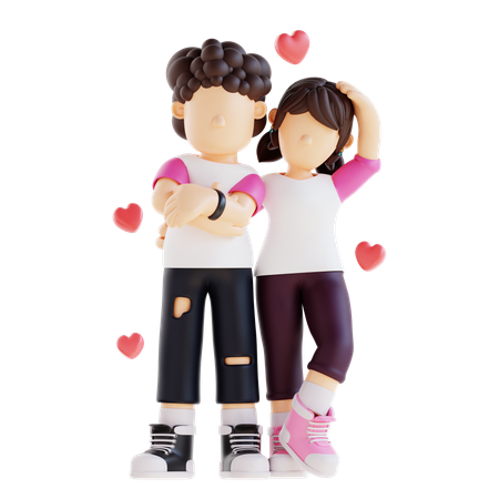 Lovely Couple Are Standing Together  3D Icon