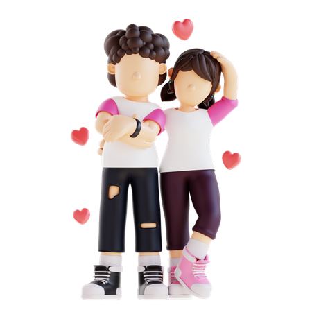 Lovely Couple Are Standing Together  3D Illustration