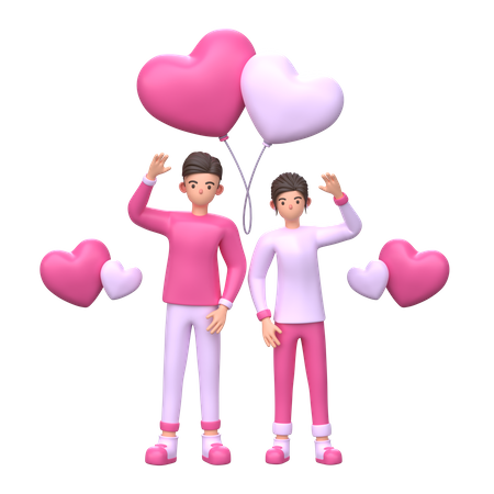 Lovely Couple celebrate valentines day  3D Illustration