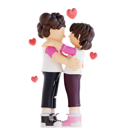 Lovely Couple Starring At Each Other  3D Illustration