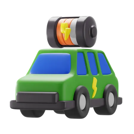 Electric Vehicle Car Transportation With Low Half Battery Energy Indicator 3 D Icon Illustration Render Design 3D Icon