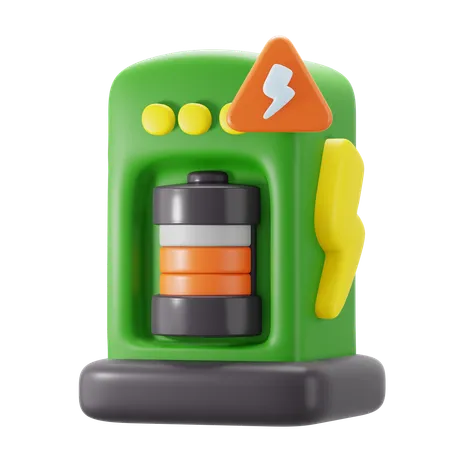 Low Battery Docked On Power Supply Charging Station 3 D Icon Illustration Render Design 3D Icon