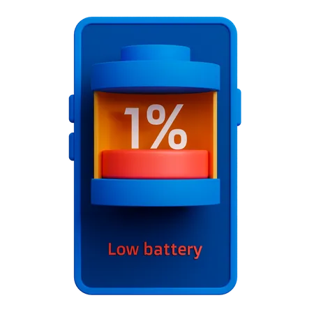 Low Battery Screen On Smartphone 3D Icon