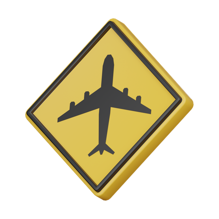 Low flying aircraft ahead sign  3D Icon