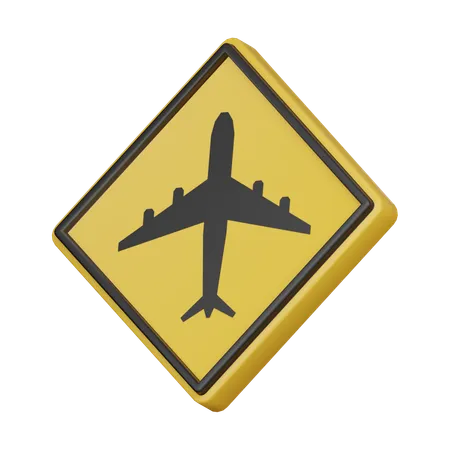 Low flying aircraft ahead sign  3D Icon