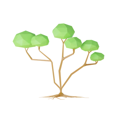 Árbol y rocas lowpoly  3D Icon