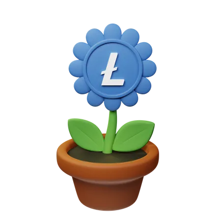 Ltc Crypto Plant Pot  3D Icon
