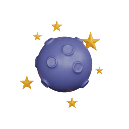 Lua cheia com estrelas  3D Icon