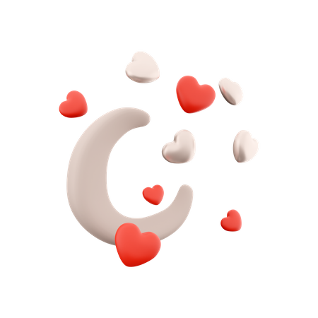 Lua com corações  3D Icon