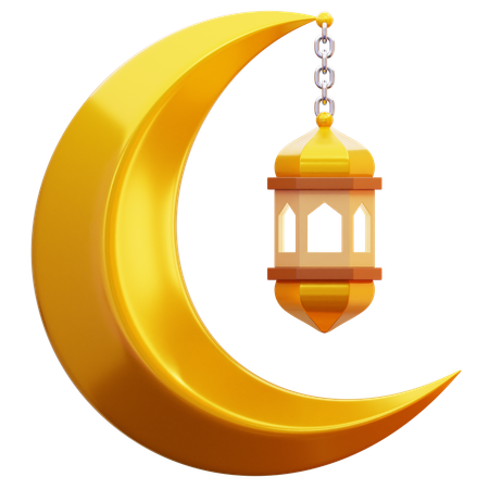 Lua crescente com decoração de lanterna  3D Icon