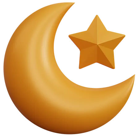 Lua crescente com estrelas  3D Icon