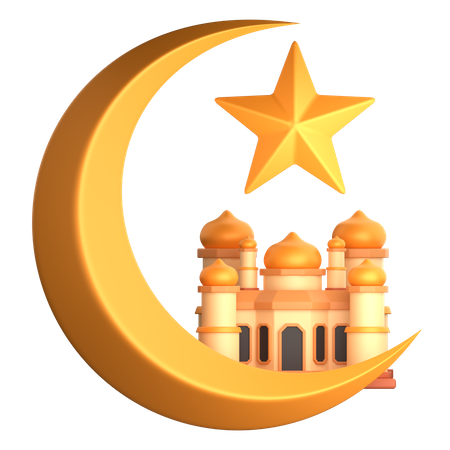 Lua crescente com mesquita  3D Icon