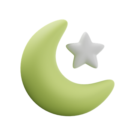 Lua crescente e estrela  3D Icon
