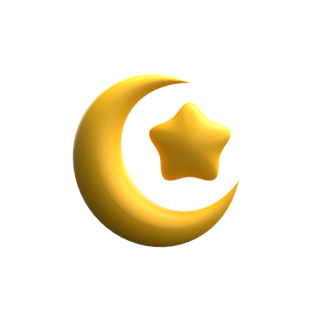 Lua crescente e estrela  3D Icon