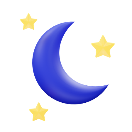 Lua crescente e estrelas  3D Icon