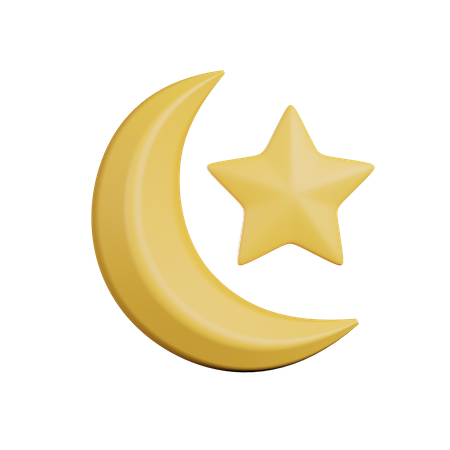 Lua e estrela  3D Illustration