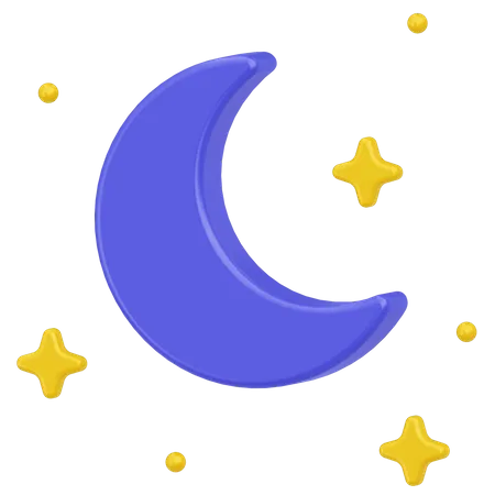 Lua e estrelas  3D Icon