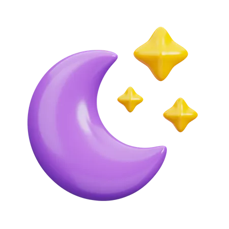 Lua e estrelas  3D Icon