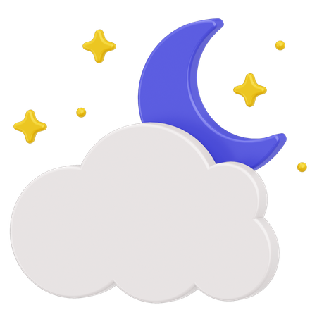 Lua e nuvens  3D Icon