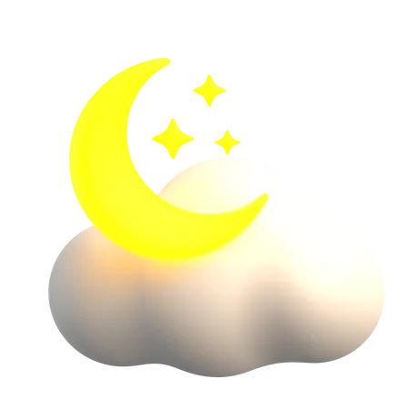 Lua nublada  3D Icon