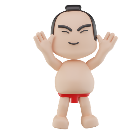 Luchador de sumo japonés  3D Illustration