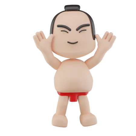 Luchador de sumo japonés  3D Illustration