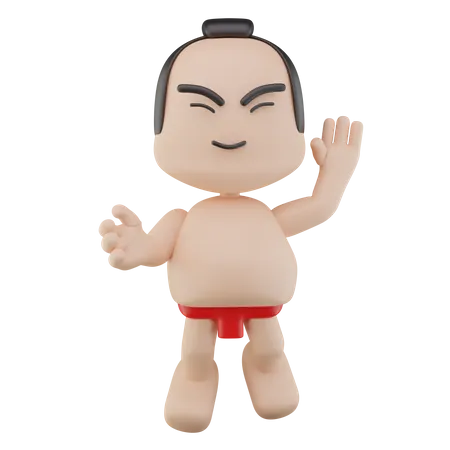 Luchador de sumo japonés  3D Illustration