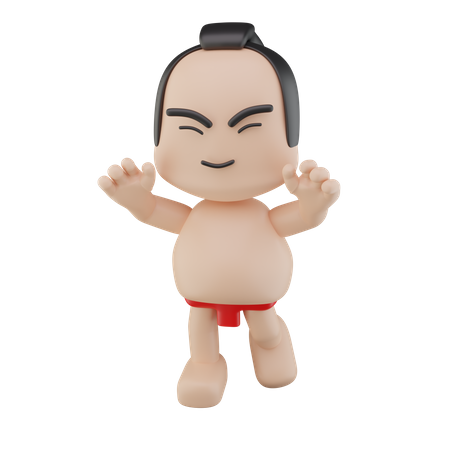 Luchador de sumo japonés  3D Illustration