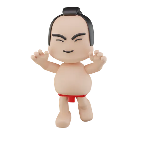 Luchador de sumo japonés  3D Illustration