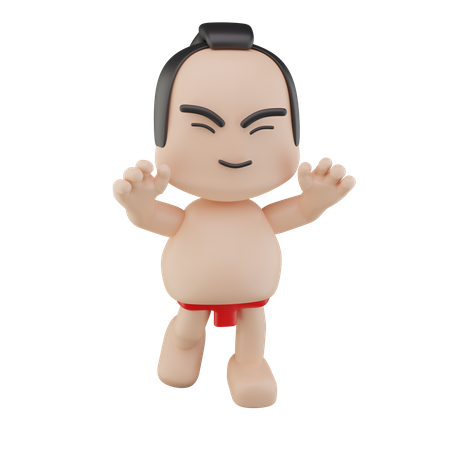 Luchador de sumo japonés  3D Illustration