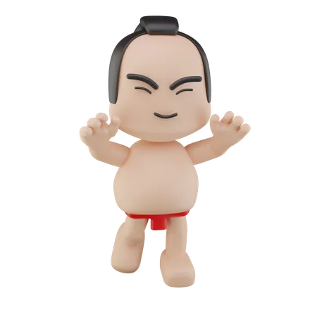 Luchador de sumo japonés  3D Illustration