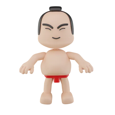 Luchador de sumo japonés  3D Illustration