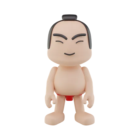 Luchador de sumo japonés  3D Illustration