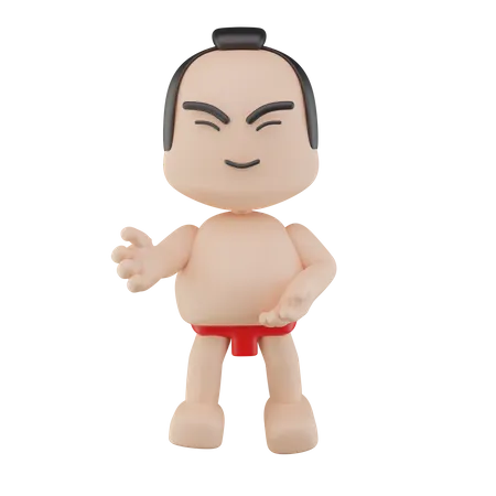 Luchador de sumo japonés  3D Illustration