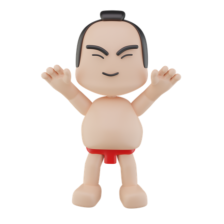 Luchador de sumo japonés  3D Illustration