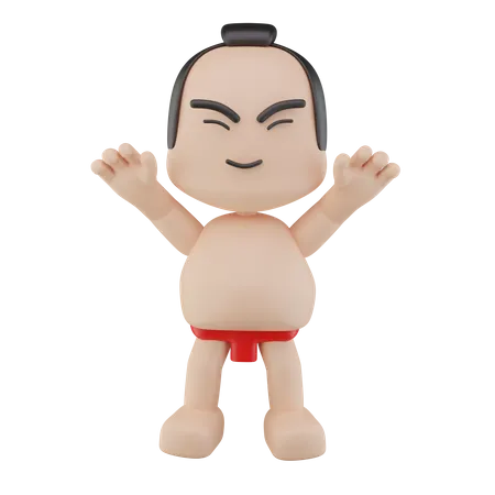 Luchador de sumo japonés  3D Illustration