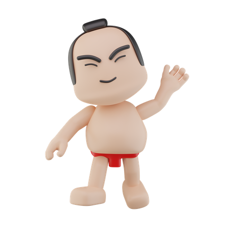 Luchador de sumo japonés saludando  3D Illustration