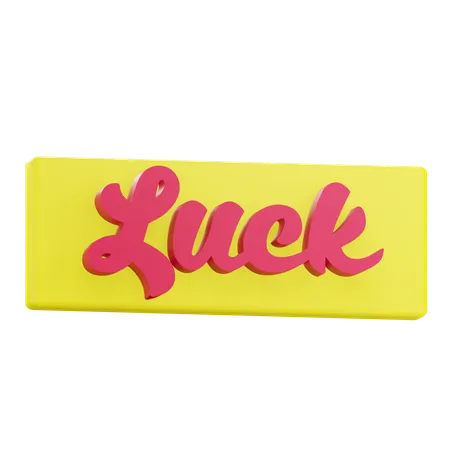 3 D Luck Text Sticker With Transparent Background 3D Icon