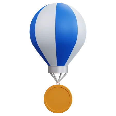 Heißluftballon mit leerer Münze  3D Icon