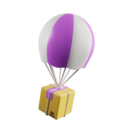 Lieferung mit Heißluftballons  3D Illustration