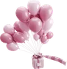 Luftballons Haufen mit Geschenk-box