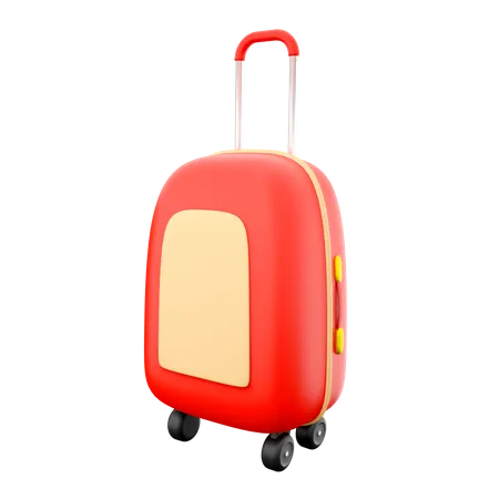 3 D Rendering Red Travel Suitcase Icon 3 D Render Suitcase With Wheels Icon Suitcase 3D Icon