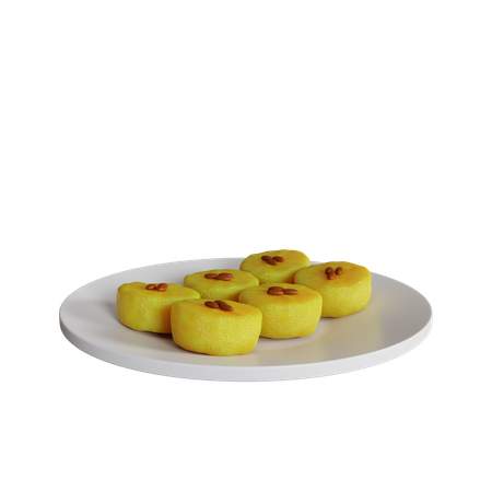 Lumpur Cake On A Plate  3D Icon