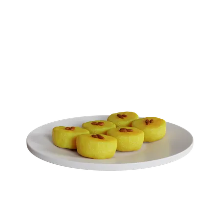 Lumpur Cake On A Plate  3D Icon