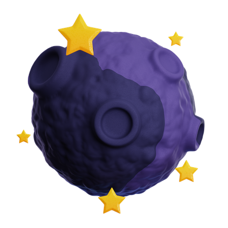 Luna con estrellas  3D Icon